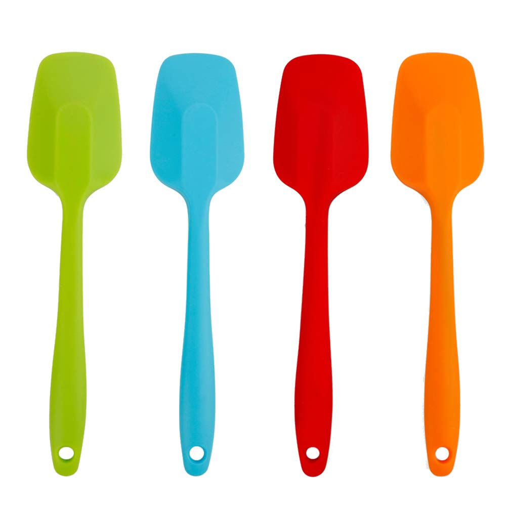 4 Piece Silicone Spatulas Heat Resistant 11inch Large Rubber Spatulas for Baking, Cooking, and Mixing Non-Stick Flexible Seamless Spatula with Stainless Steel Core