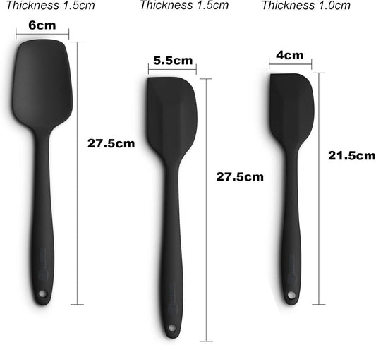 3-Piece Silicone Spatula Set, 600°F Heat Resistant, Black