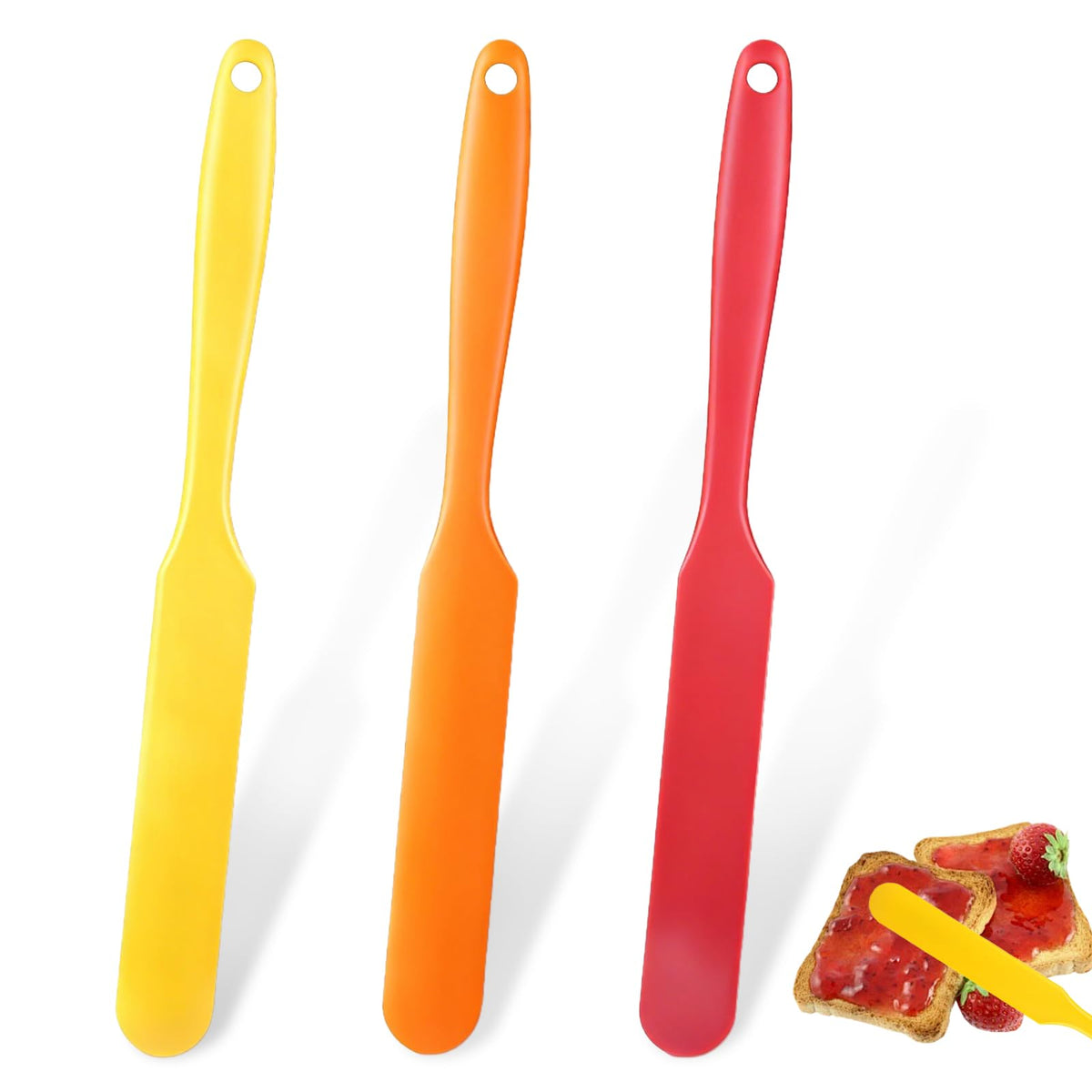 3 Pack Silicone Jar Spatula Small Silicone Spatulas Mini Jar Scraper for Peanut Butter, Mayo, Jams Flexible Kitchen & Baking Tools(Color B)