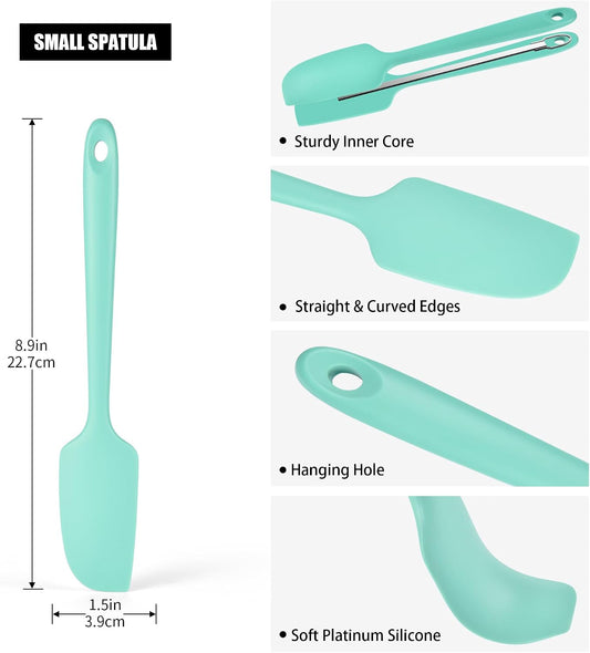 Doosu Silicone Small Spatula, 600°F Heat Resistant Mini Scraper (Aqua Sky)