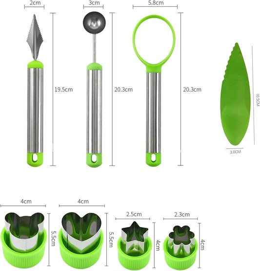9PCS Fruit Scooper Cutter Shapes Seed Remover Set, Fruit Slicers for Apple Slicer, Avocado Watermelon Cutter, Kiwifruit Scooper, 304 Stainless Steel