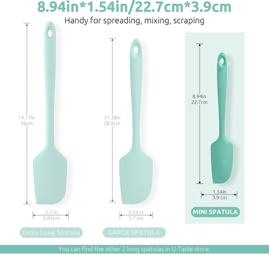 U-Taste Small Mini Silicone Spatula, 9in Rubber Jar Bowl Scraper, Aqua Sky