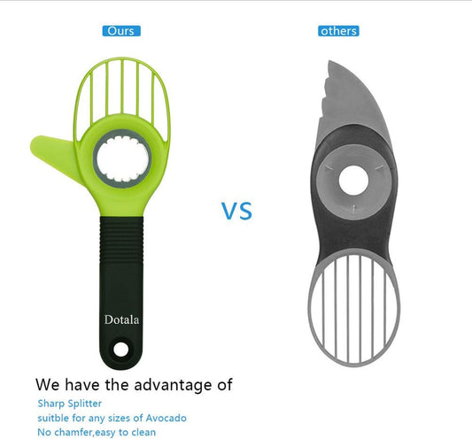 3 in 1 Avocado Slicer Tool Works as a Splitter, Pitter and Cutter as knife peeler scoop with Comfort-Grip Handle (Green-Slicer)