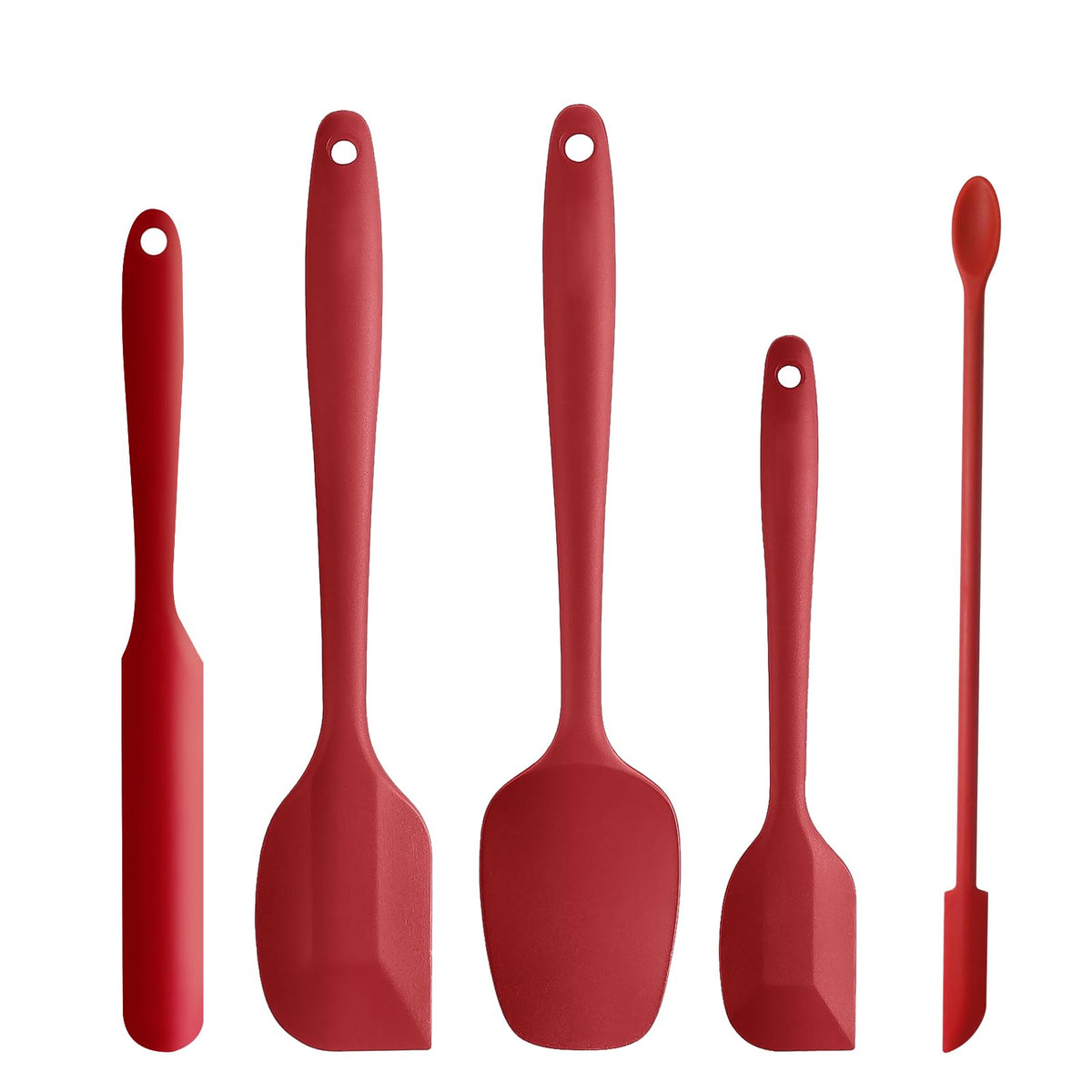 5 Piece Pink Silicone Spatula Set, Heat Resistant Rubber Spatulas Set, Silicone Kitchen Utensils Set Dishwasher Safe for Nonstick Cookware Baking Cooking