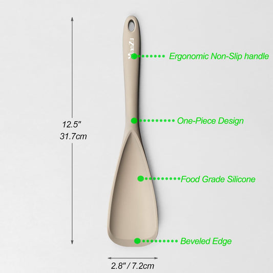 Silicone Cooking Spoon Spatula For Non-stick Cookware,12.6" Khaki