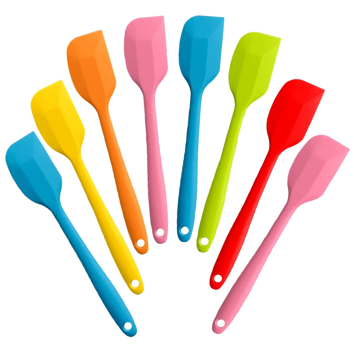 KAKAMINA Silicone Spatula Set, 8 Pack 11 Inch, Sturdy Steel Core
