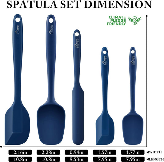HOTEC Silicone Rubber BPA-Free Spatula Set, Set of 5, Classic Blue