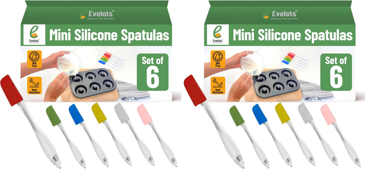 Evelots 6-Piece Mini Spatula Set, Small Silicone Spatulas for Baking