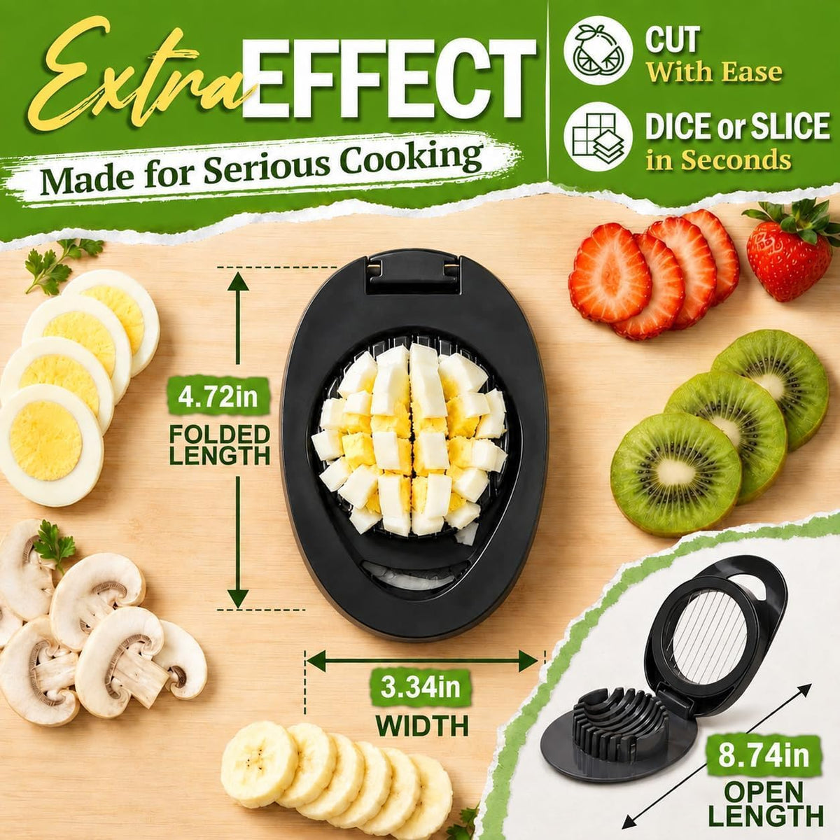NOVANO Stainless Steel Wire Egg Cutter, Hard Boiled Egg Slicing Gadget, Egg Salad Making Tool, Versatile Kitchen Accessory for Eggs, Avocado, Strawberry, Kiwi Fruit