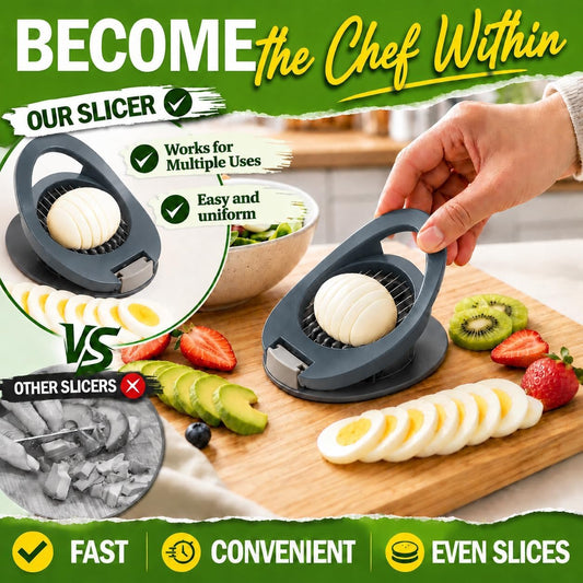NOVANO Egg Slicer for Hard Boiled Eggs, Multi Function Stainless Steel Wire Egg Cutter, Egg Salad Maker, Fruit Slicer for Avocado, Strawberry, Kiwi Fruit