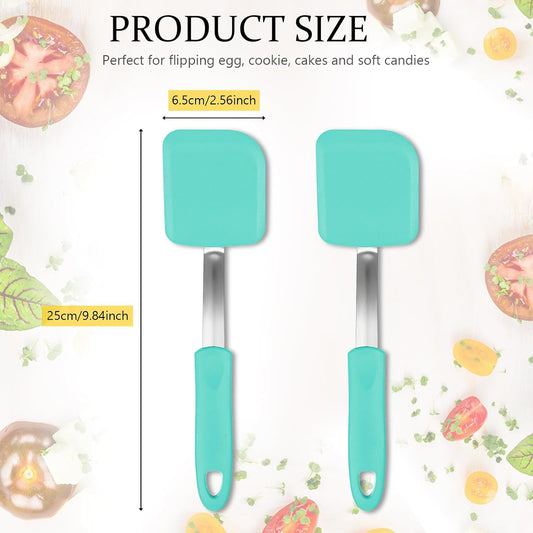 2 Pcs Mini Silicone Cookie Brownie Spatula,Solid Flat,Green