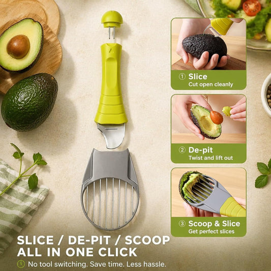 Avocado Slicer Tool 3 in 1, Safe, Compact, Kid-Friendly