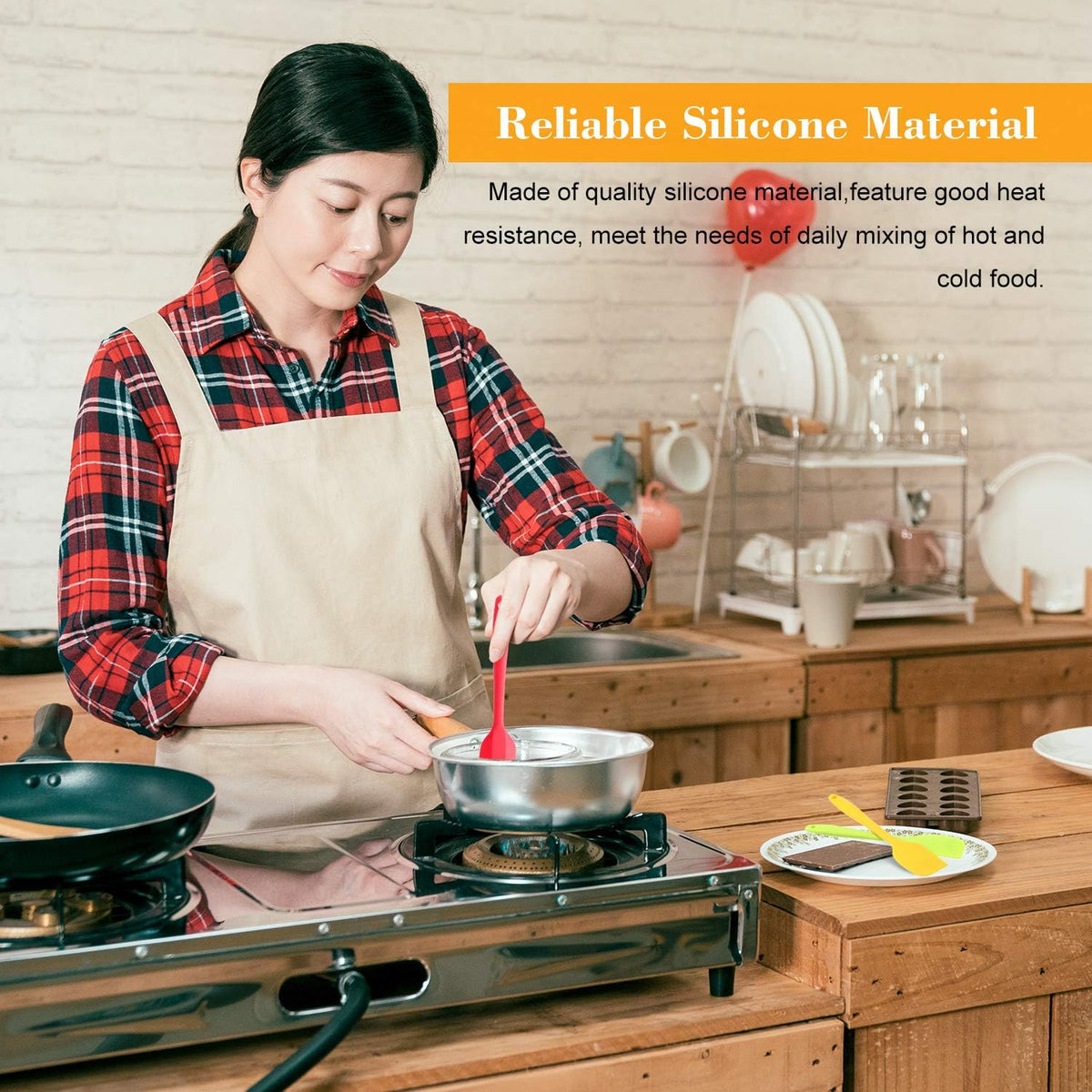 7 Pieces Silicone Spatulas 8 inch Heat-Resistant Spatulas Non-Stick Flexible Scrapers Kitchen Rubber Spatulas for Kitchen Cooking, Baking, Mixing Tools