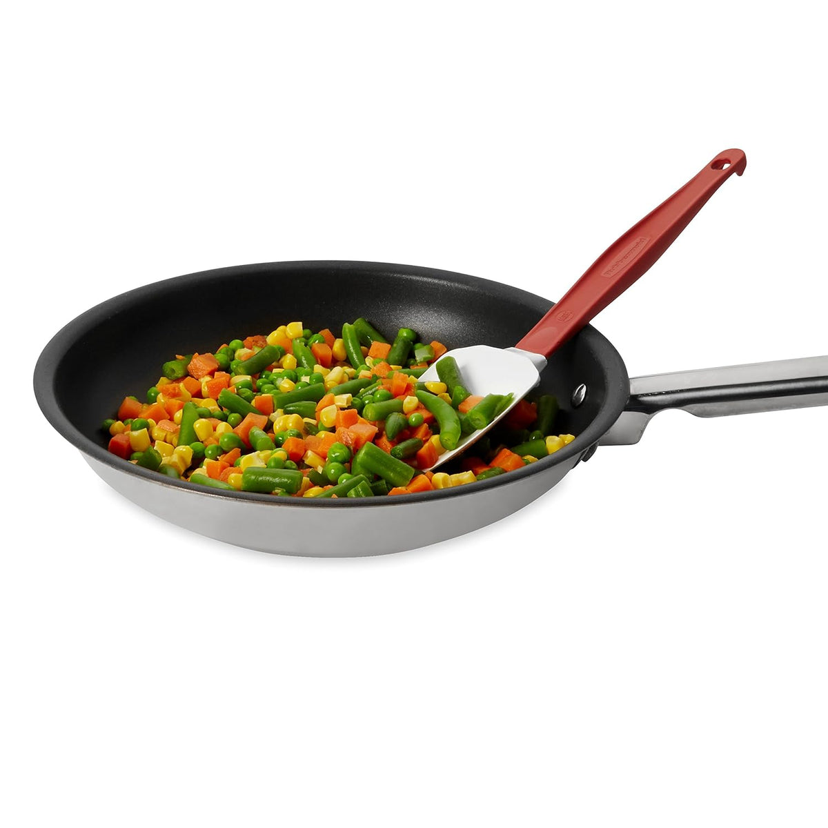 Rubbermaid Commercial Products High Heat Resistant Silicone Heavy Duty Spatula/Food Scraper 9.5" 500 Degrees F Red Handle for Baking/Cooking/Mixing Commercial Dishwasher Safe