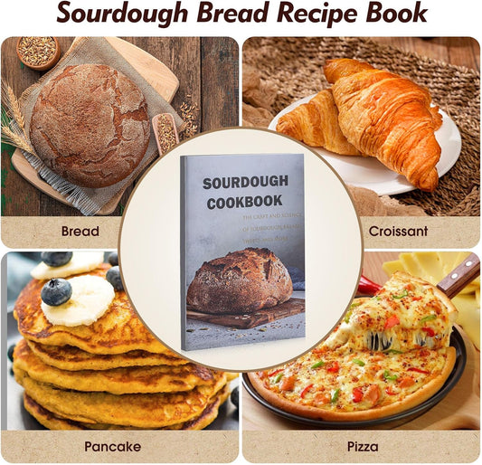 Sourdough Starter Kit, Sourdough Bread Baking Supplies, 35oz Sourdough Starter Jar, Silicone Banneton Bread Proofing Basket Set with 9" Round & 10" Oval,Artisan Bread Baking Tools,Silicone Bread Sling