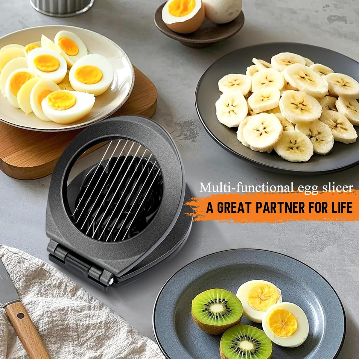 BIBURY Egg Slicer for Hard Boiled Eggs, Egg Cutter with 3 Slicing Styles