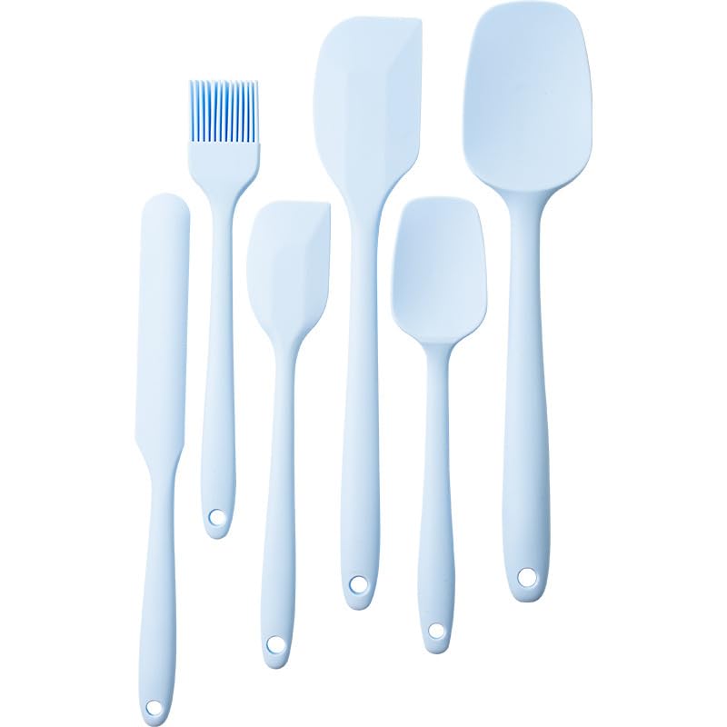 6 Pieces Silicone Spatula Set, Food Grade Rubber Spatula with Ergonomic Grip, Rubber Spatulas Silicone Heat Resistant Spatula Set for Kitchen Use, BPA Free Dishwasher Safe, Blue