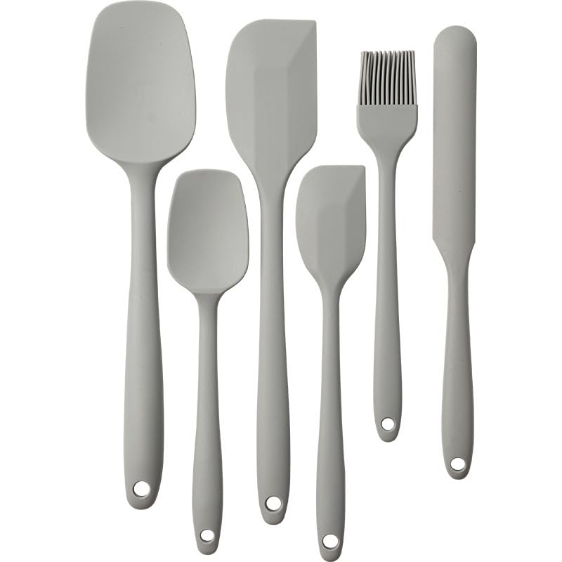 6 Pieces Silicone Spatula Set, Food Grade Rubber Spatula with Ergonomic Grip, Rubber Spatulas Silicone Heat Resistant Spatula Set for Kitchen Use, BPA Free Dishwasher Safe, Blue