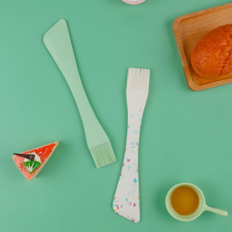 Hemoton Silicone Spatula with Brush 2-in-1 Baking Scraper for Spreading Jam Jelly Mayonnaise Mixing Batter Cooking and Dessert Making Easy to Clean Kitchen Utensil 10.35 in