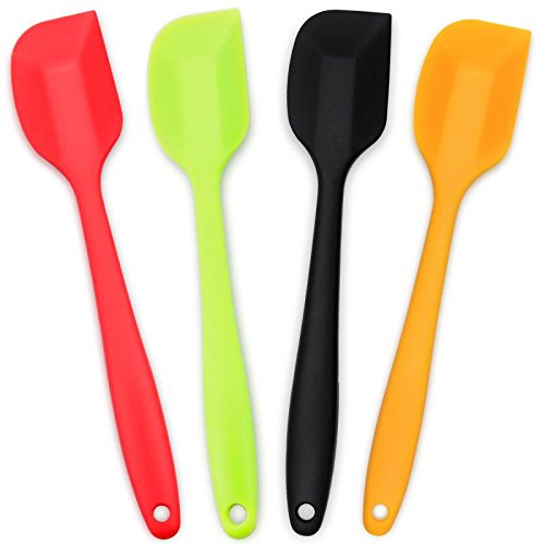 Silicone Spatula 4-piece Set,Heat-Resistant Spatulas,Non-stick Rubber Spatulas with Stainless Steel Core