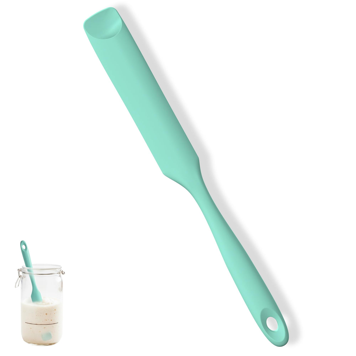 U-Taste Skinny Silicone Jar Spatula Scraper, 10in Sourdough Tool, Black