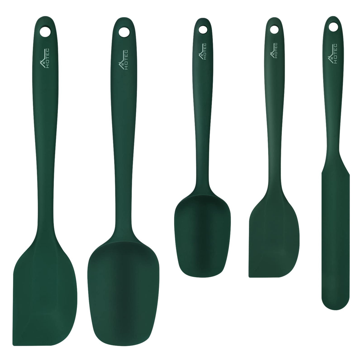 HOTEC Silicone Rubber Spatula Set BPA-Free, Multicolor, Set of 5