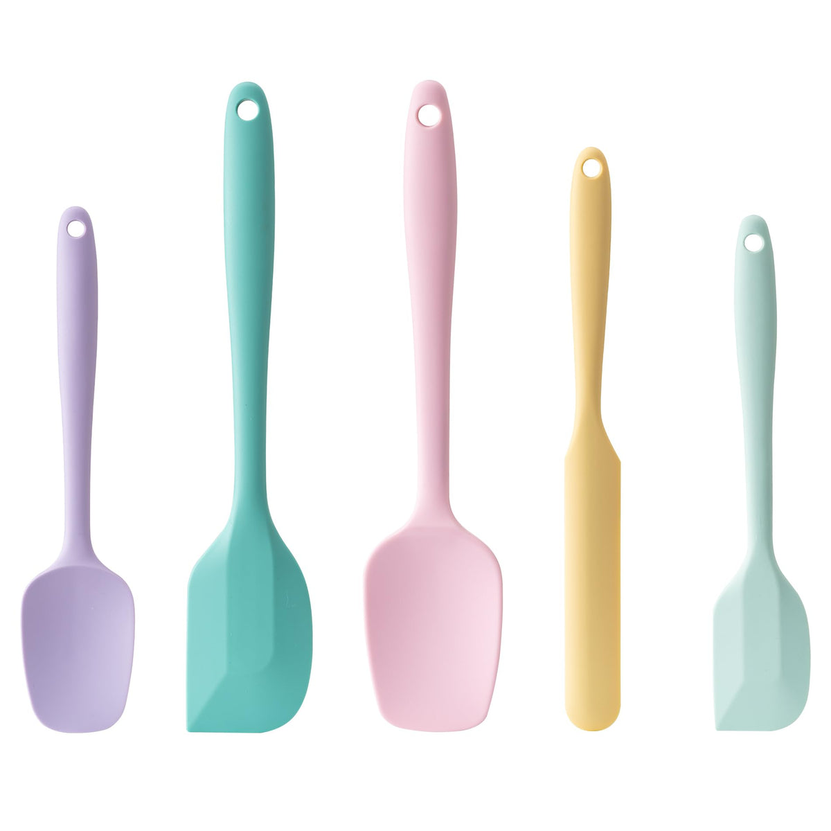 Silicone Spatula Set,5 Piece Food Grade Rubber Spatulas,Multicolor