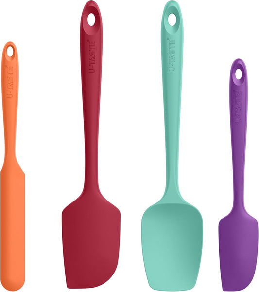 U-Taste Silicone Spatula Set 600°F High Heat Resistant, 4-Pcs, Multicolor