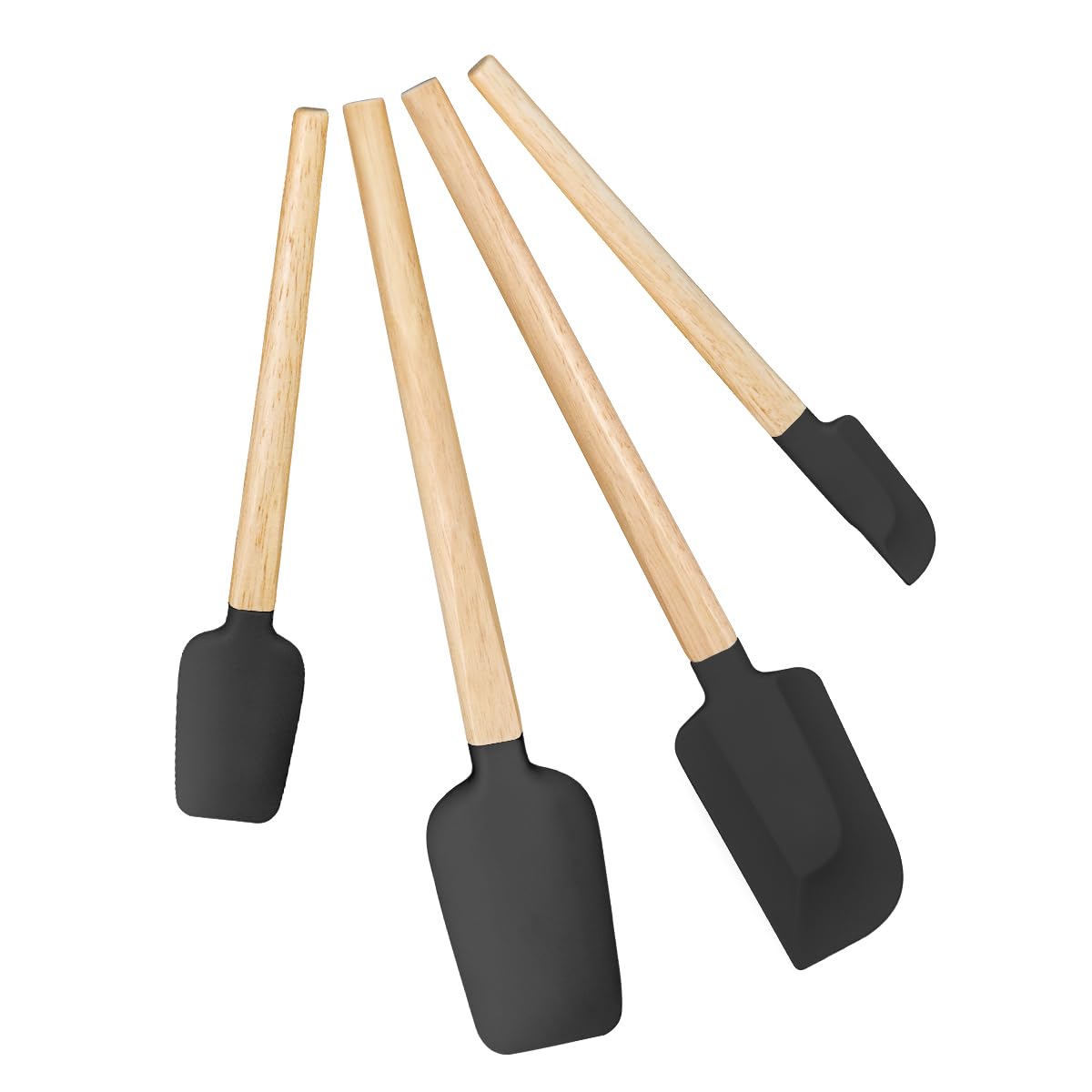 Silicone Spatula Set, Food Grade Rubber Spatula-4 Piece Nonstick Rubber Spatulas, Spoonula, Jar Scraper for Cooking, Baking, Mixing, Frosting - Heat Resistant Up to 600°F (4 Pcs Spatula Green)