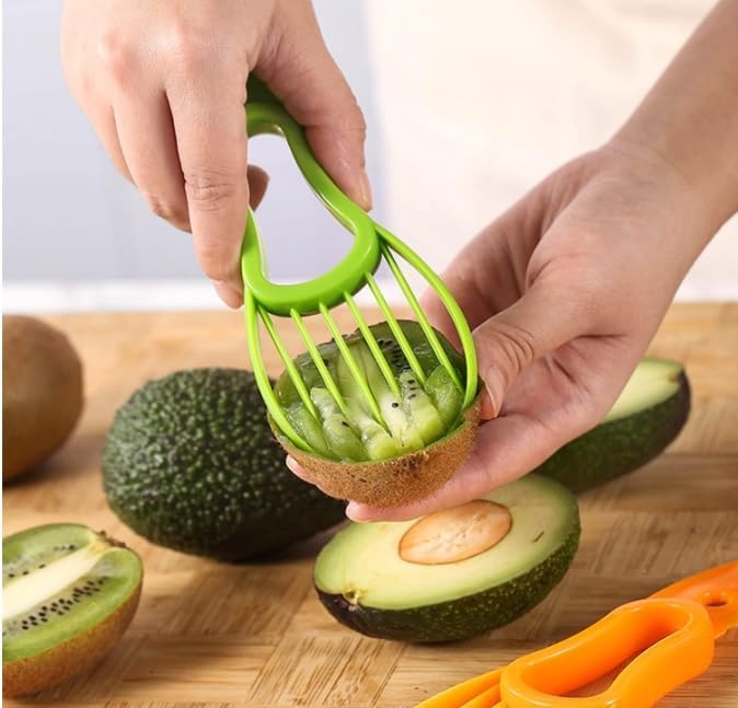Avocado Cutter Tool, 2 Piece Multifunctional, 3-in-1 Avocado Slicer, Kitchen Gadget, Perfect for Mashing Avocados, Enucleation and Making Guacamole, PP Material