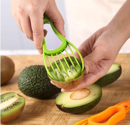 Avocado Cutter Tool, 2 Piece Multifunctional, 3-in-1 Avocado Slicer, Kitchen Gadget, Perfect for Mashing Avocados, Enucleation and Making Guacamole, PP Material