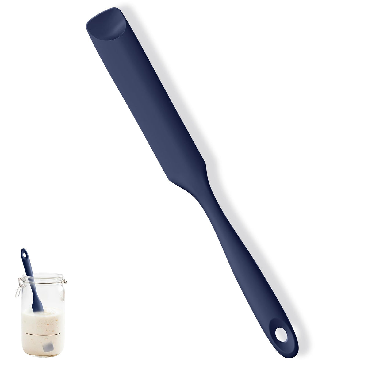 U-Taste Skinny Silicone Jar Spatula Scraper, 10in Sourdough Tool, Black