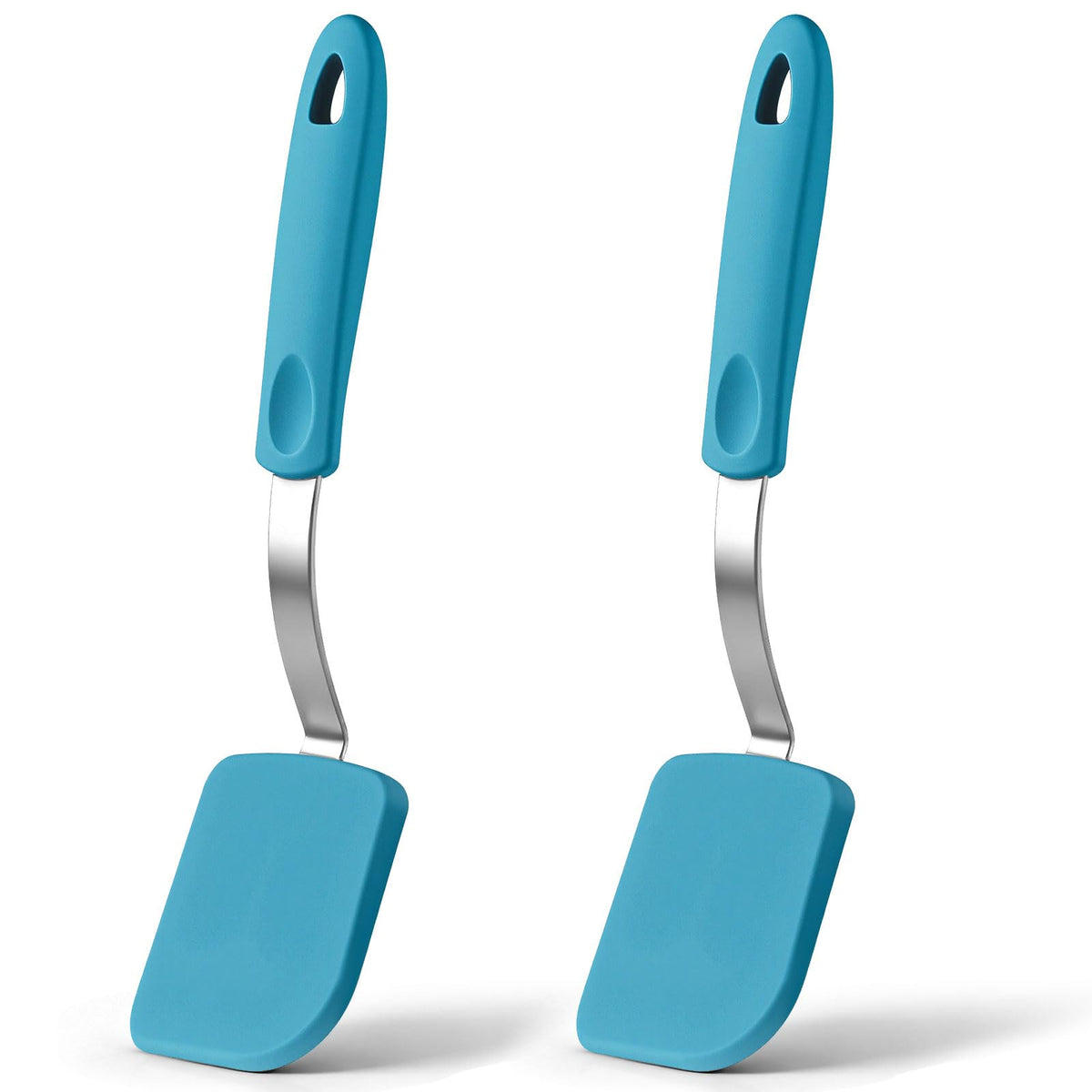 2 Pcs Mini Silicone Cookie Brownie Spatula,Solid Flat,Green