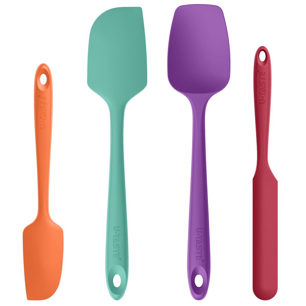 U-Taste Silicone Spatula Set 600°F High Heat Resistant, 4-Pcs, Multicolor