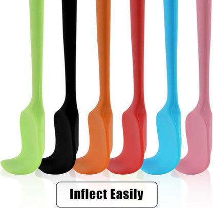 MOACC Silicone Spatulas, 8.2 inch Small Rubber Spoon Spatula Heat Resistant Seamless One Piece Design Non-Stick Spoonula Flexible Scrapers Baking Mixing Tool (6 Pcs)