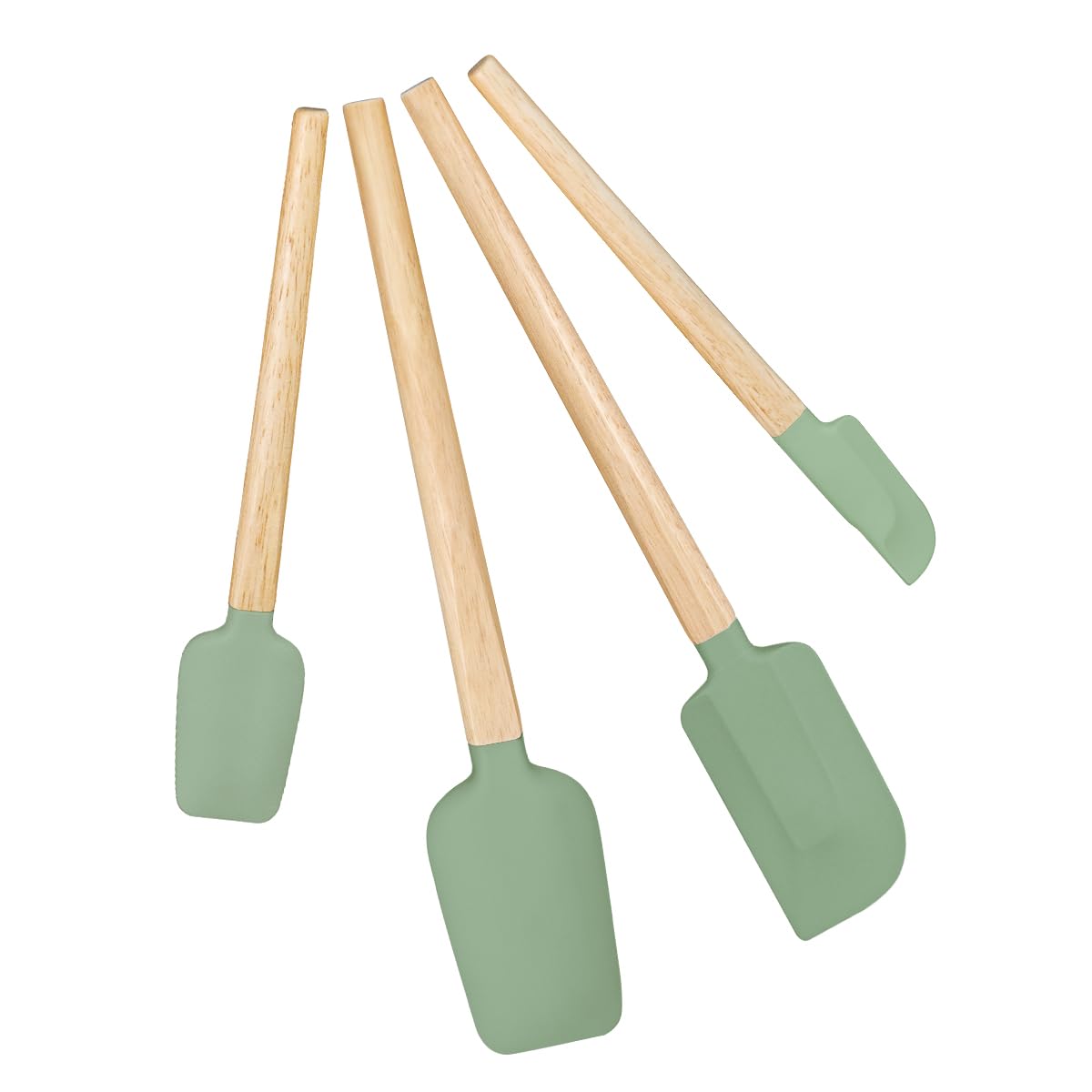 Silicone Spatula Set, Food Grade Rubber Spatula-4 Piece Nonstick Rubber Spatulas, Spoonula, Jar Scraper for Cooking, Baking, Mixing, Frosting - Heat Resistant Up to 600°F (4 Pcs Spatula Green)