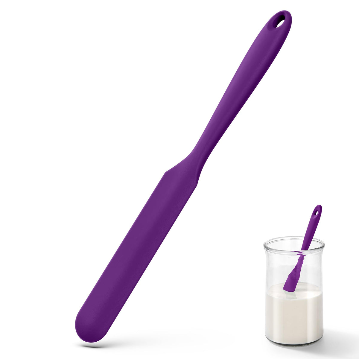 U-Taste Skinny Silicone Jar Spatula Scraper, 10in Sourdough Tool, Black