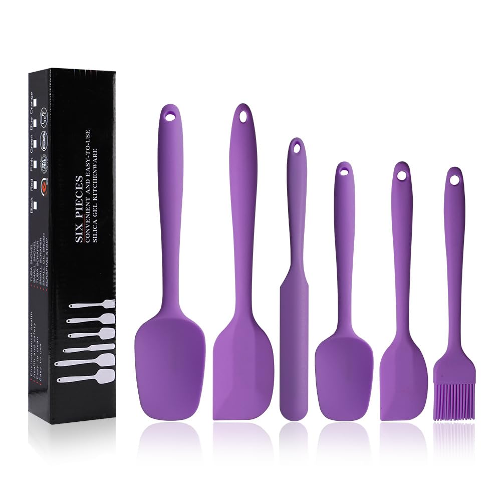 Silicone Spatulas Set, Rubber Spoon Spatula Heat Resistant Spoonula One Piece Design Seamless Spatula Non-Stick Scrapers Baking Mixing Tool (Pink)