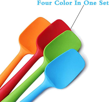 4 Piece Silicone Spatulas Heat Resistant 11inch Large Rubber Spatulas for Baking, Cooking, and Mixing Non-Stick Flexible Seamless Spatula with Stainless Steel Core