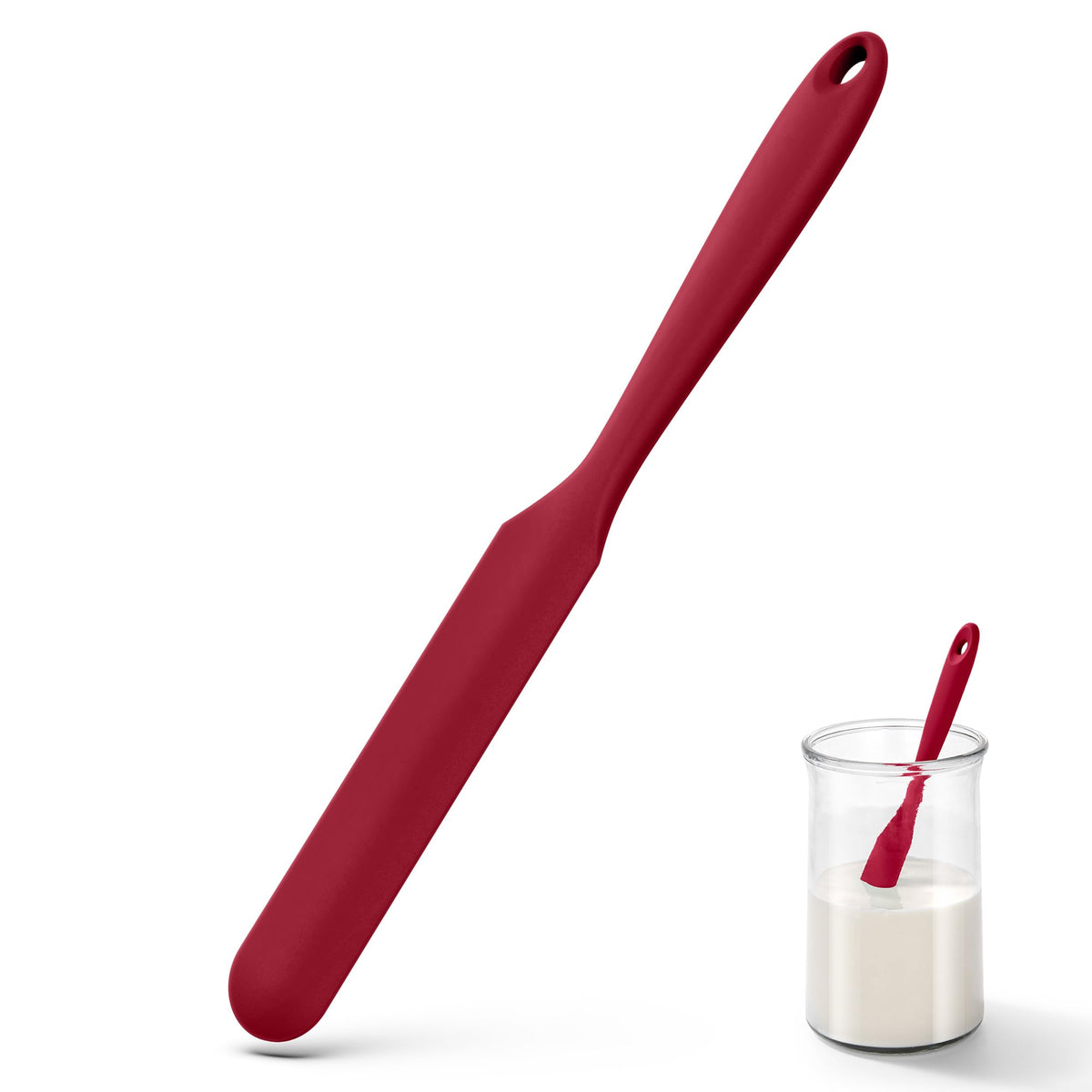 U-Taste Skinny Silicone Jar Spatula Scraper, 10in Sourdough Tool, Black