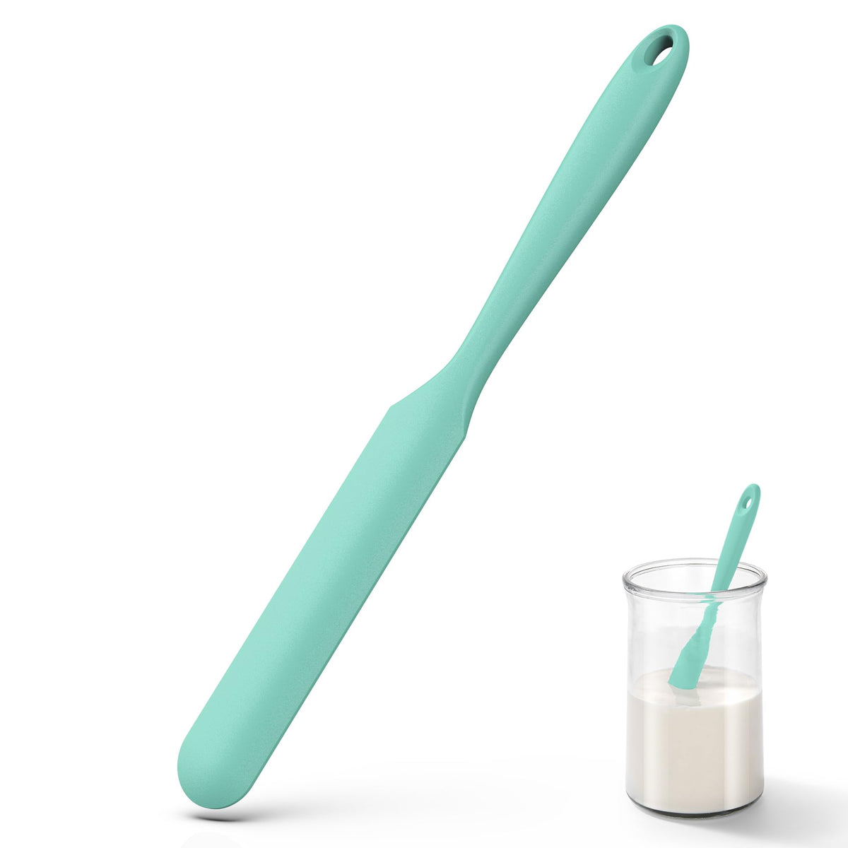 U-Taste Skinny Silicone Jar Spatula Scraper, 10in Sourdough Tool, Black