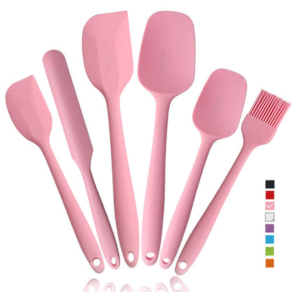 Heat Resistant Silicone Spatulas Set 6pcs, Seamless Design Non-Stick Mixing Spatulas with Stainless Steel Core, Premium BPA-Free Rubber Spatula Baking Cooking Utensile for Home Kitchen BBQ (white)