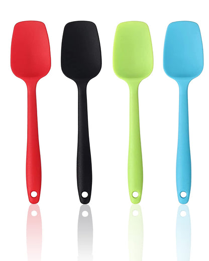 Silicone Spatula Set, Rubber Spoon Spatula for Baking, Heat Resistant Cooking Utensil, Flexible Silicone Spoon Baking Mixing Tool Cooking Gadget (4-Piece)