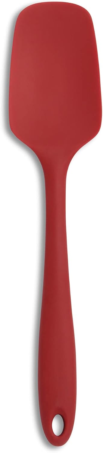 Mrs. Anderson’s Baking Silicone Spoon-Shaped Spatula, Flexible And Nonstick, One-Piece Design, Red, For Mixing, Folding, Scraping, Baking, And Cooking