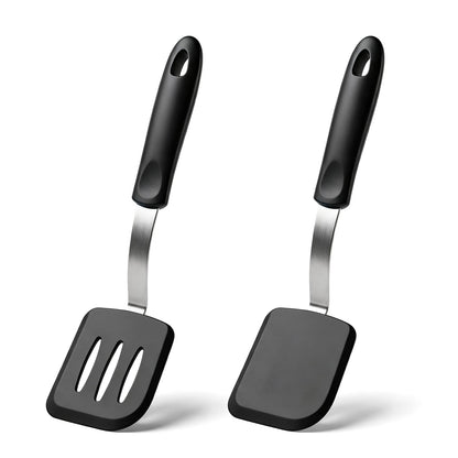 2 Pcs Mini Silicone Cookie Brownie Spatula,Solid Flat,Green