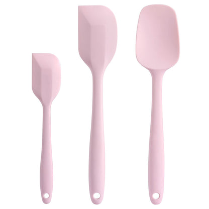 Silicone Spatula Set - Rubber Spatula - 600°F Heat Resistant Baking Spoon & Spatulas (Pink)