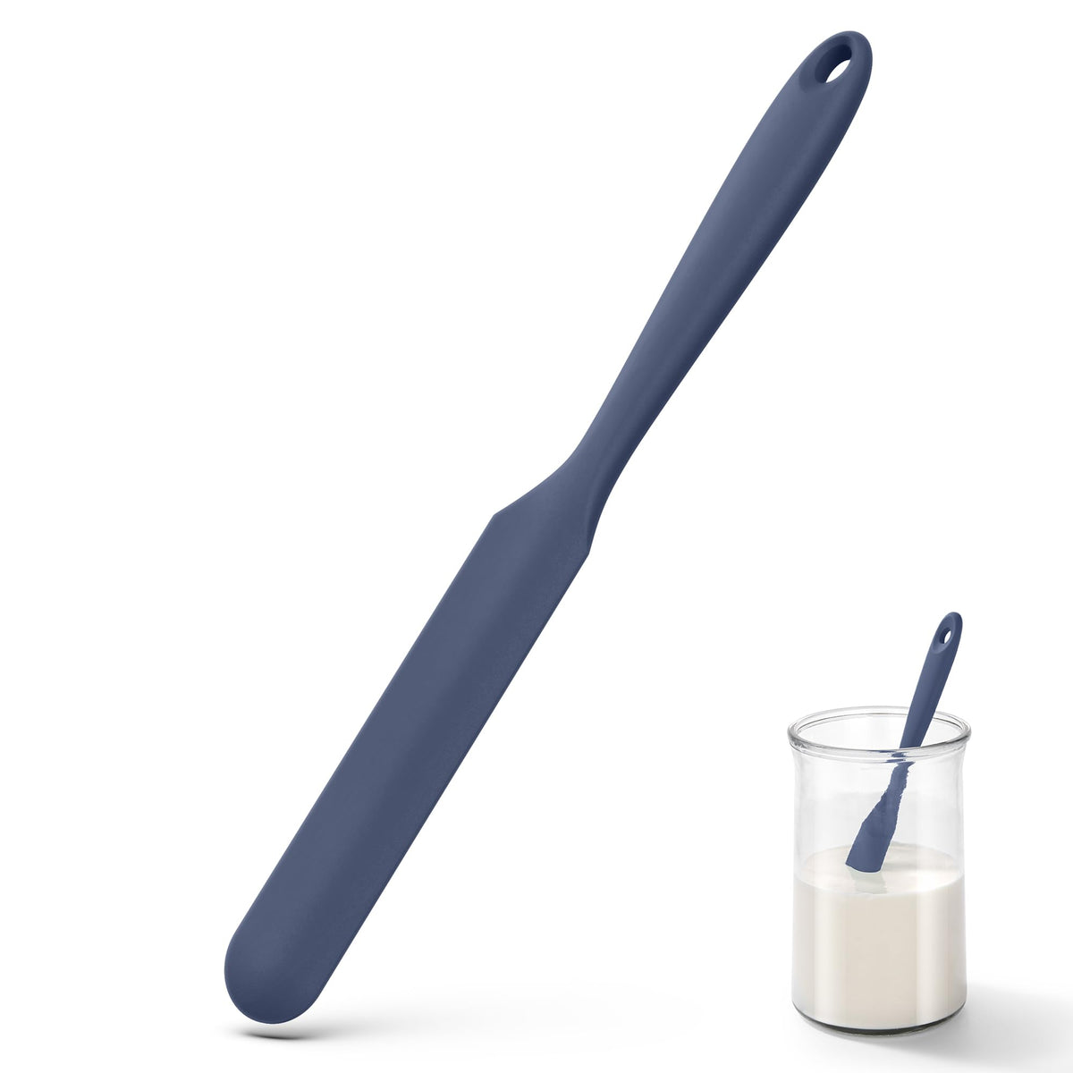U-Taste Skinny Silicone Jar Spatula Scraper, 10in Sourdough Tool, Black