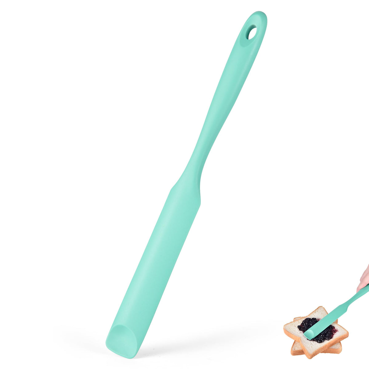 Doosu Silicone Small Spatula, 600°F Heat Resistant Mini Scraper (Aqua Sky)