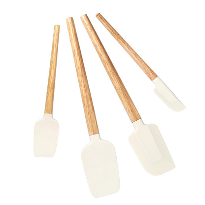 Silicone Spatula Set, Food Grade Rubber Spatula-4 Piece Nonstick Rubber Spatulas, Spoonula, Jar Scraper for Cooking, Baking, Mixing, Frosting - Heat Resistant Up to 600°F (4 Pcs Spatula Green)