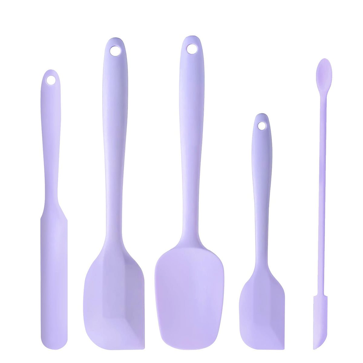 5 Piece Pink Silicone Spatula Set, Heat Resistant Rubber Spatulas Set, Silicone Kitchen Utensils Set Dishwasher Safe for Nonstick Cookware Baking Cooking